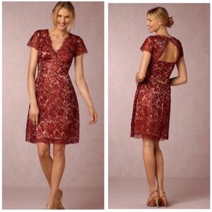 BHLDN Hitherto Red Lace Elaine Dress